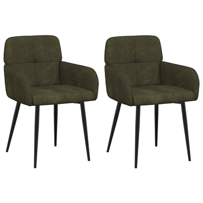 Eettafelstoelen 2 pcs Nep Suede Leer Legergroen 59x56,5x85cm