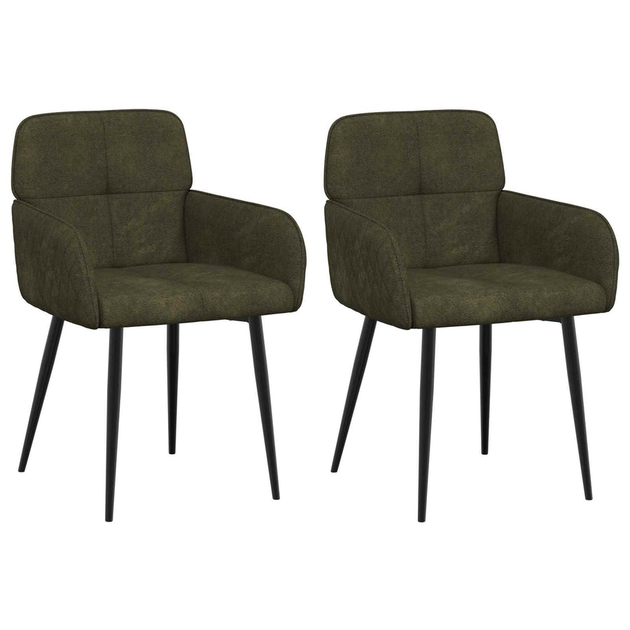 Eettafelstoelen 2 pcs Nep Suede Leer Legergroen 59x56,5x85cm