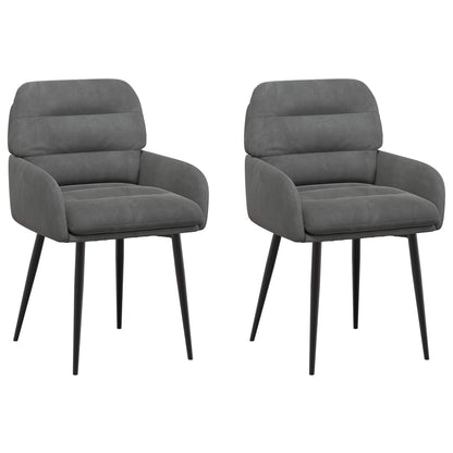 Eettafelstoelen 2 pcs fluweel Donkergrijs 59 x 59,5 x 90 cm