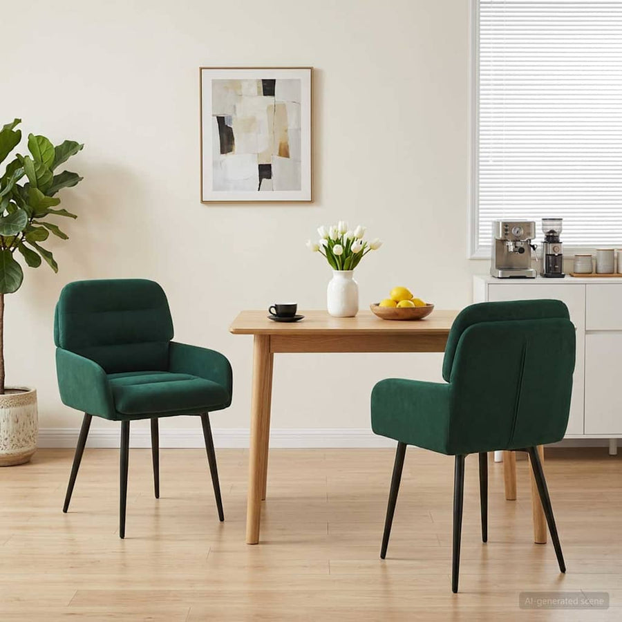 Eettafelstoelen 2 pcs fluweel Donkergroen 59 x 59,5 x 90 cm