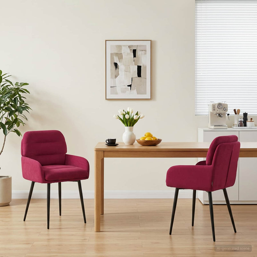Eettafelstoelen 2 pcs fluweel Wijnrood 59 x 59,5 x 90 cm