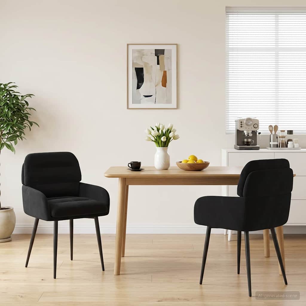 Eettafelstoelen 2 pcs fluweel Zwart 59 x 59,5 x 90 cm