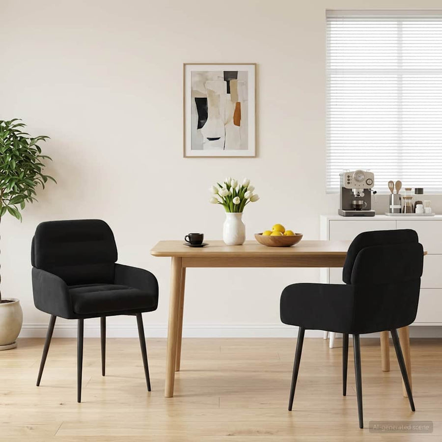 Eettafelstoelen 2 pcs fluweel Zwart 59 x 59,5 x 90 cm