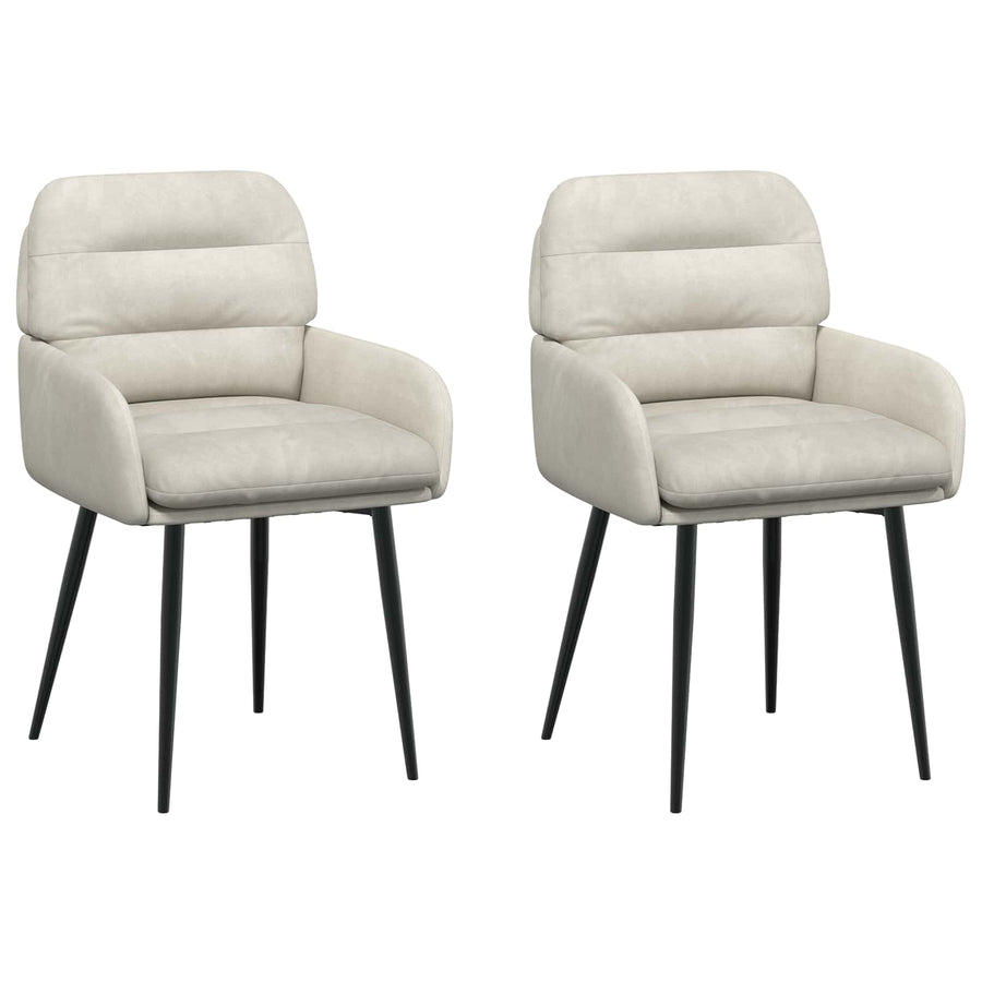 Eettafelstoelen 2 pcs fluweel Crèmekleurig 59 x 59,5 x 90 cm