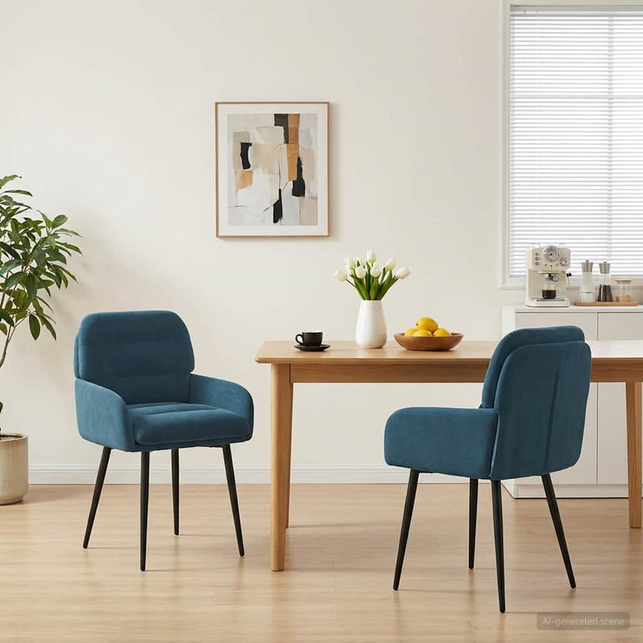 Eettafelstoelen 2 pcs fluweel Blauw 59 x 59,5 x 90 cm