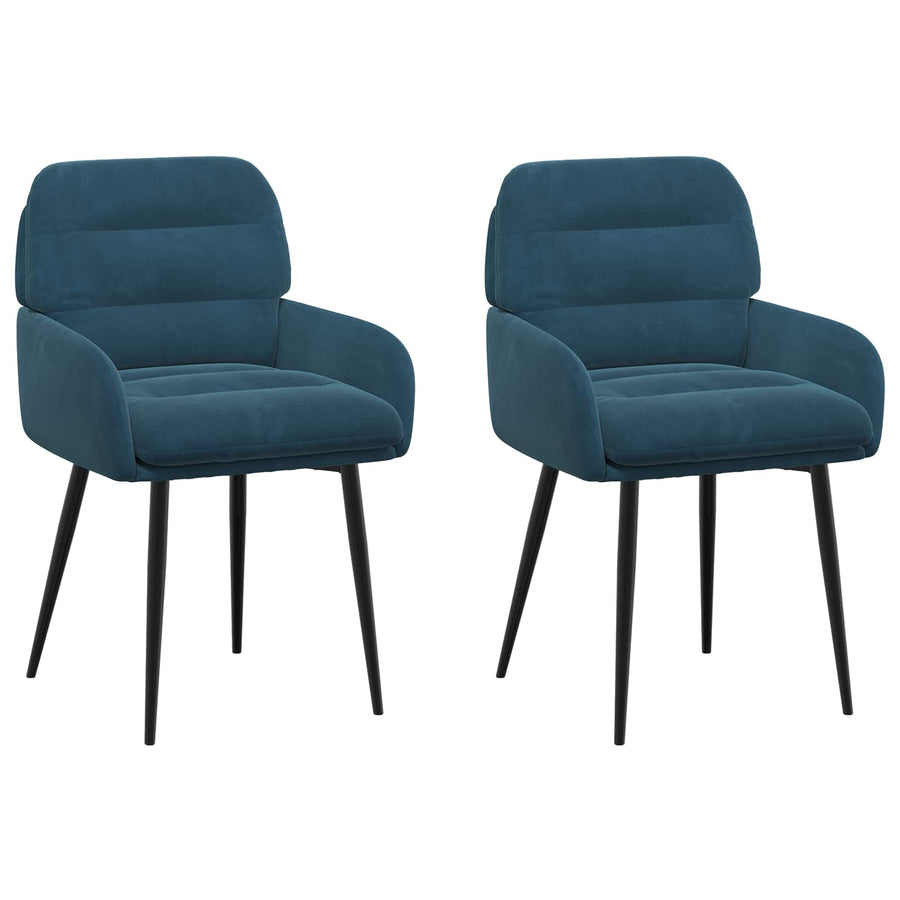 Eettafelstoelen 2 pcs fluweel Blauw 59 x 59,5 x 90 cm