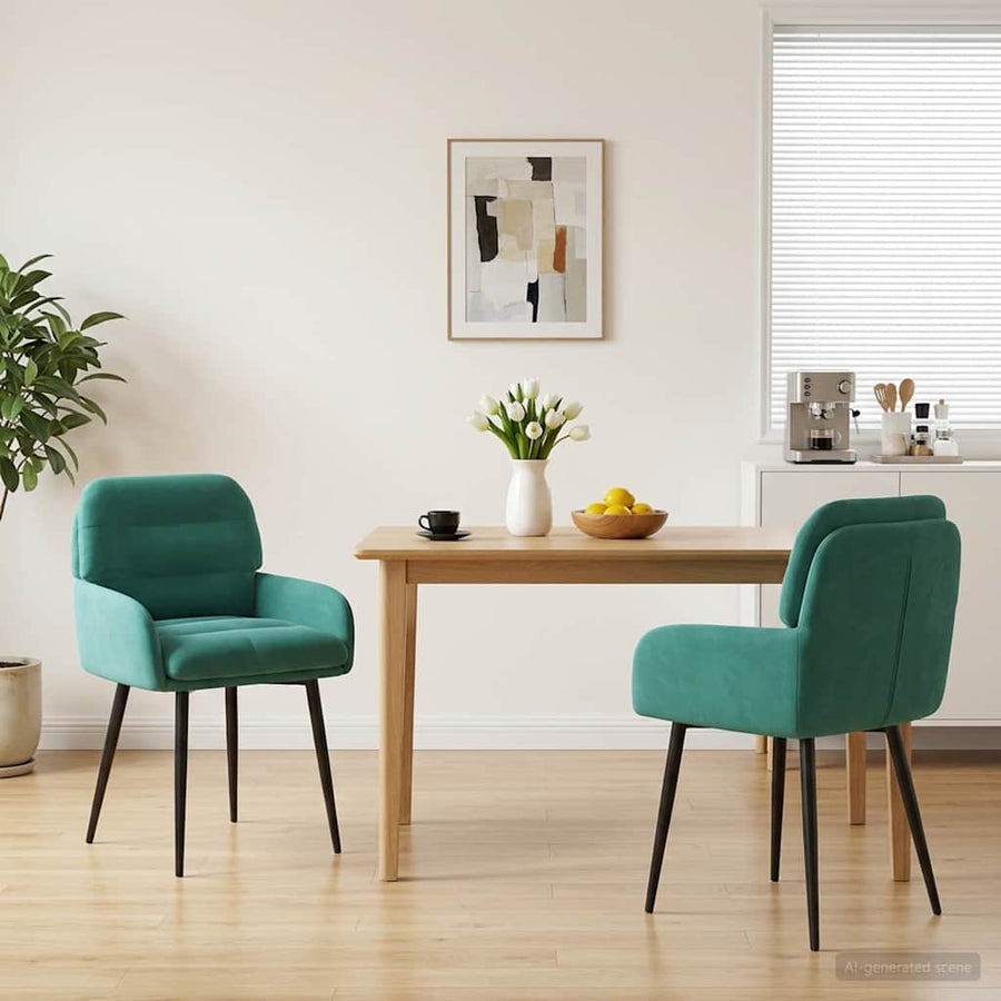 Eettafelstoelen 2 pcs fluweel Turquoise 59 x 59,5 x 90 cm