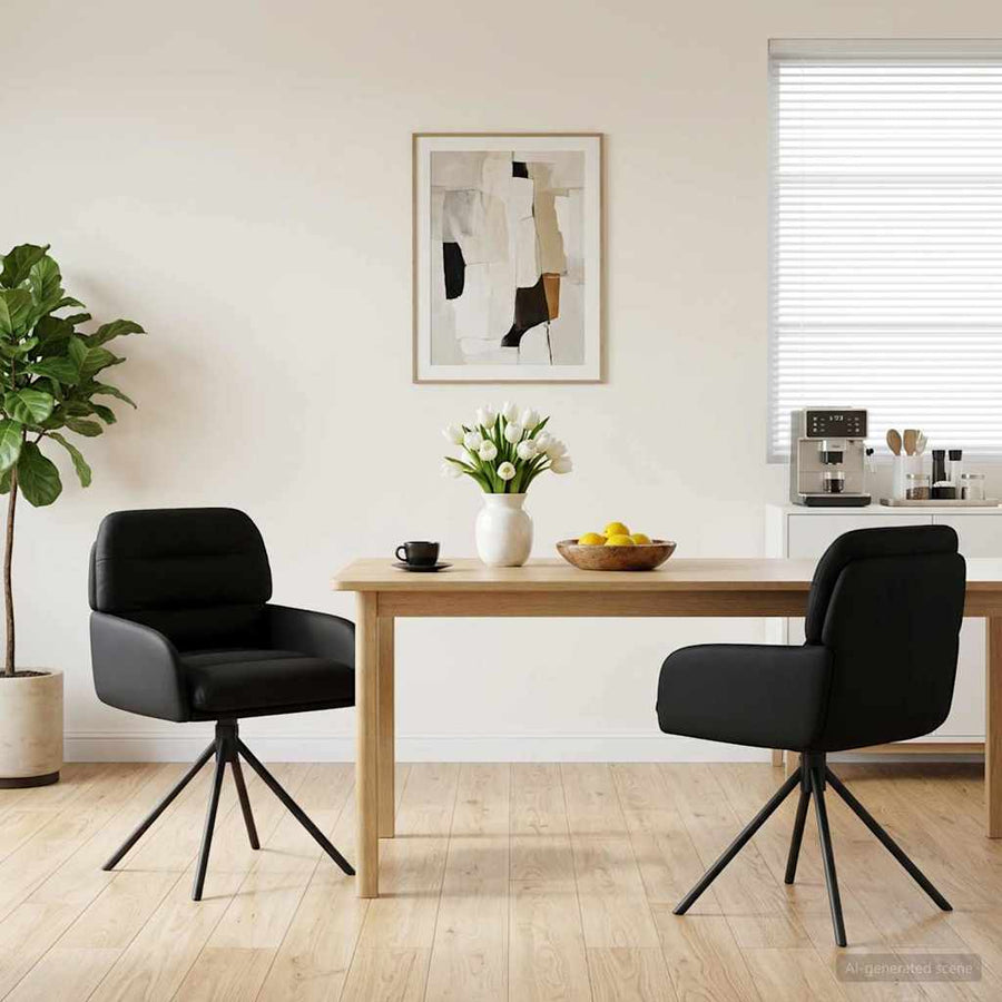 Draai Eetstoelen 2 pcs Kunstleer Zwart 59 x 59,5 x 90 cm