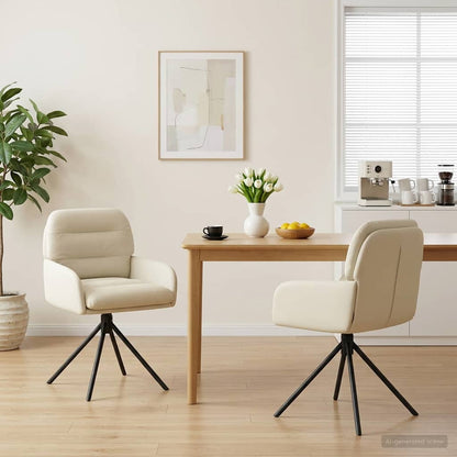 Draai Eetstoelen 2 pcs Kunstleer Crèmekleurig 59 x 59,5 x 90 cm