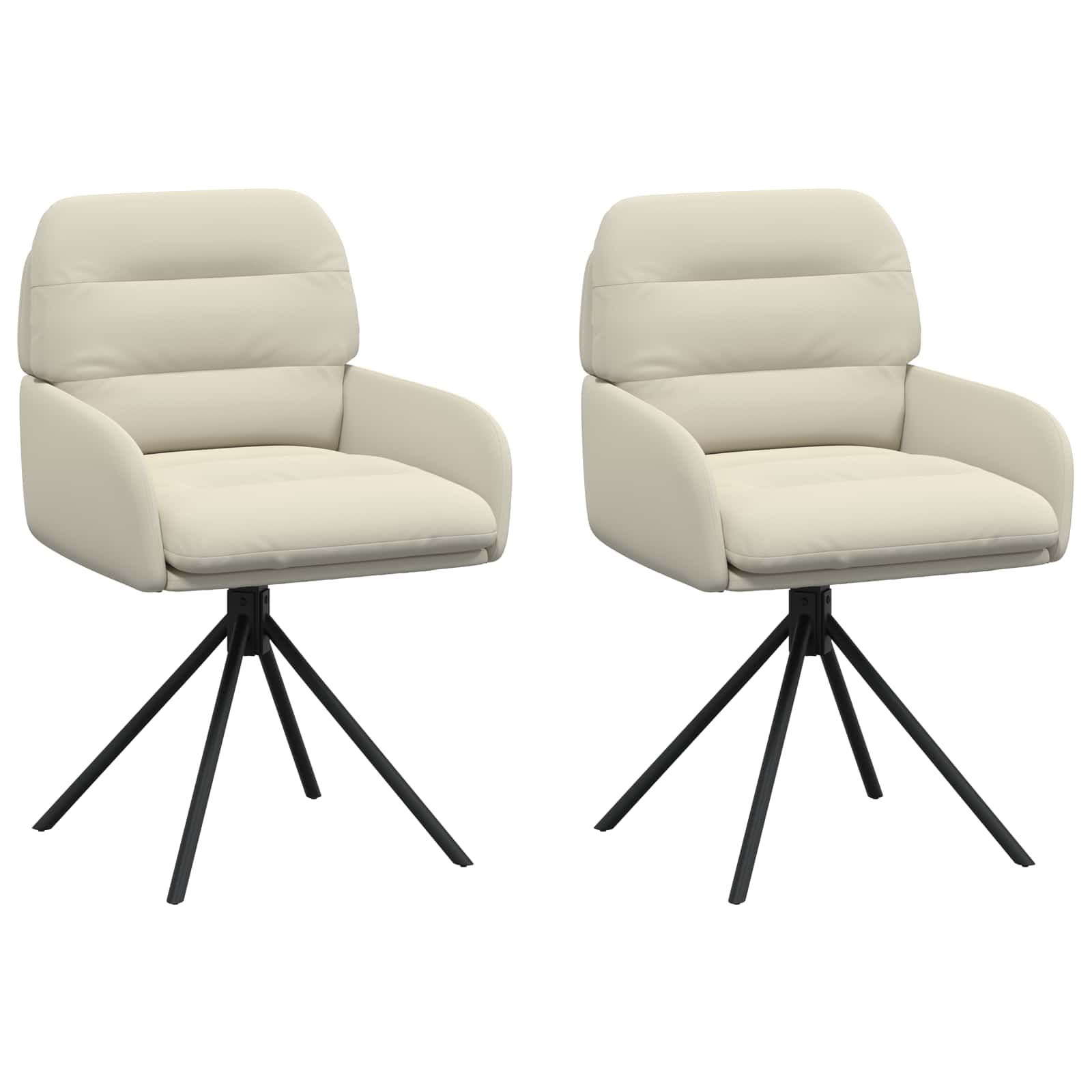 Draai Eetstoelen 2 pcs Kunstleer Crèmekleurig 59 x 59,5 x 90 cm