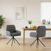 Eetstoelen draaibaar 2 stuks kunstleer grijs 59x59,5x90 cm