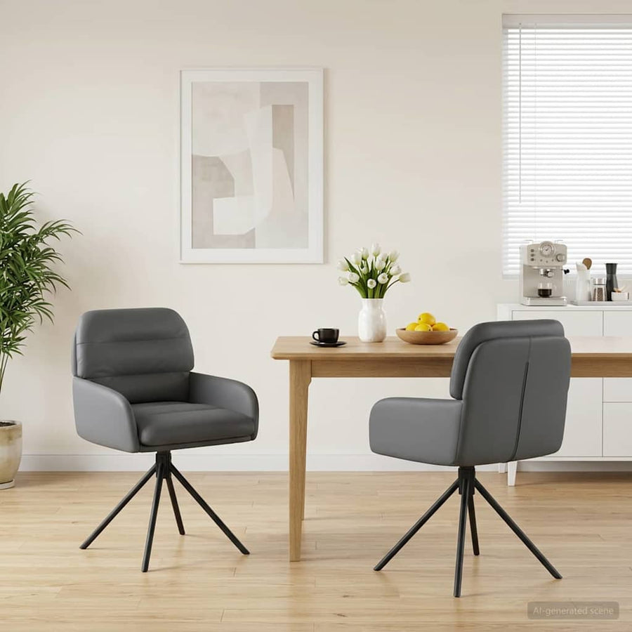 Draai Eetstoelen 2 pcs Kunstleer Grijs 59 x 59,5 x 90 cm