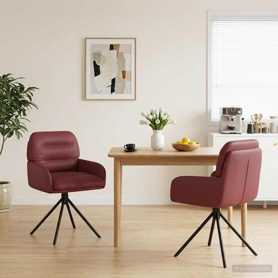 Draai Eetstoelen 2 pcs Kunstleer Wijnrood 59x59,5x90cm