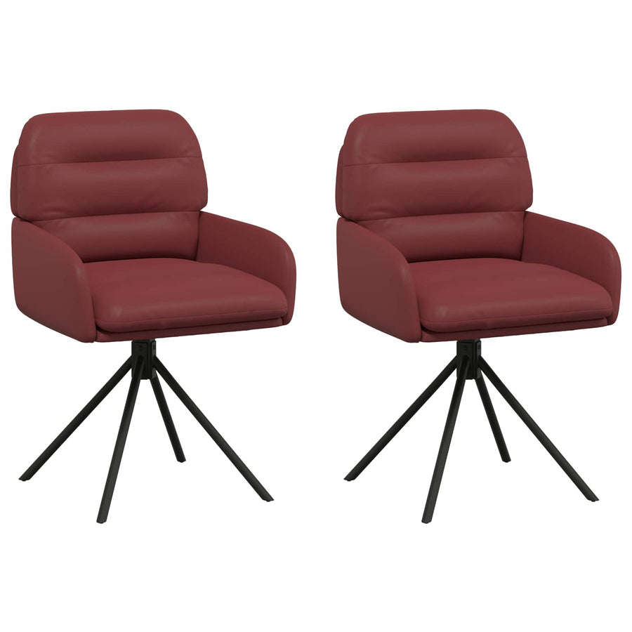 Draai Eetstoelen 2 pcs Kunstleer Wijnrood 59x59,5x90cm