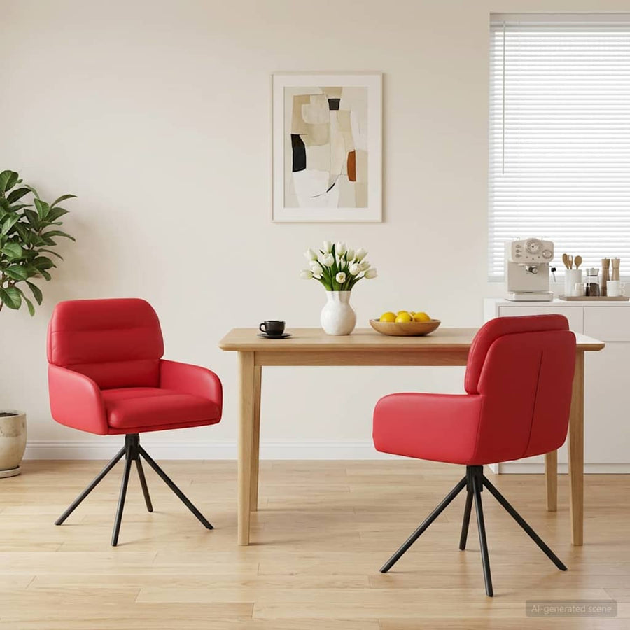 Draai Eetstoelen 2 pcs Kunstleer Rood 59 x 59,5 x 90 cm