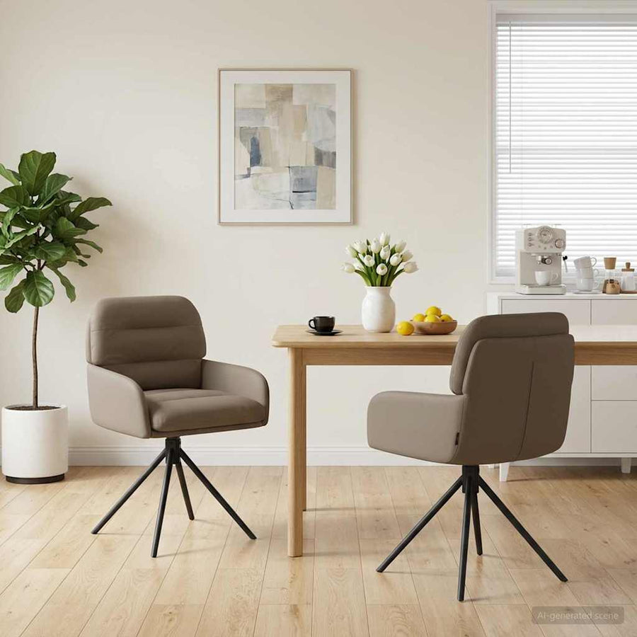Draai Eetstoelen 2 pcs Kunstleer Cappuccino 59x59,5x90cm