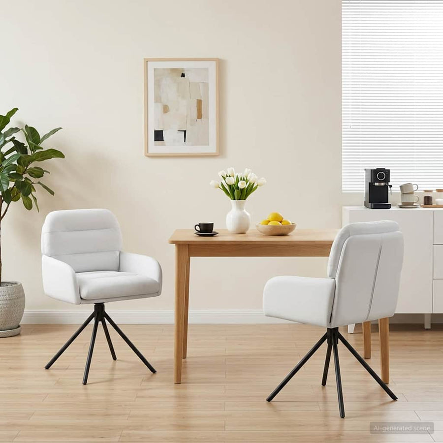 Draai Eetstoelen 2 pcs Kunstleer Wit 59 x 59,5 x 90 cm