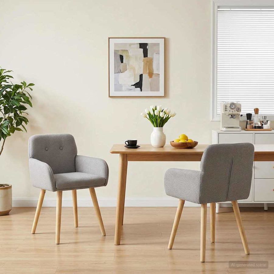 Eettafelstoelen 2 pcs Bouclé Lichtgrijs 59 x 57 x 85 cm