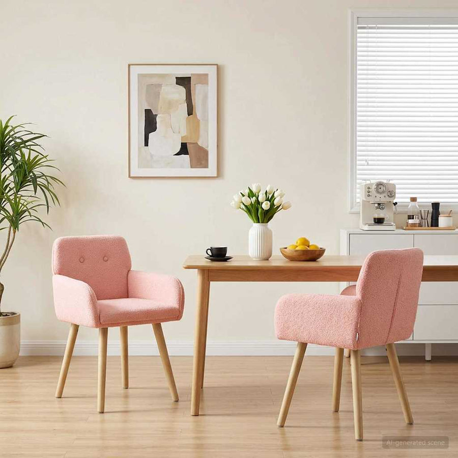 Eettafelstoelen 2 pcs Bouclé Roze 59 x 57 x 85 cm