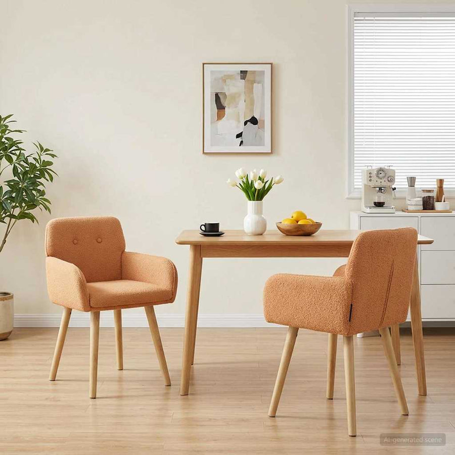 Eettafelstoelen 2 pcs Bouclé Beige 59 x 57 x 85 cm