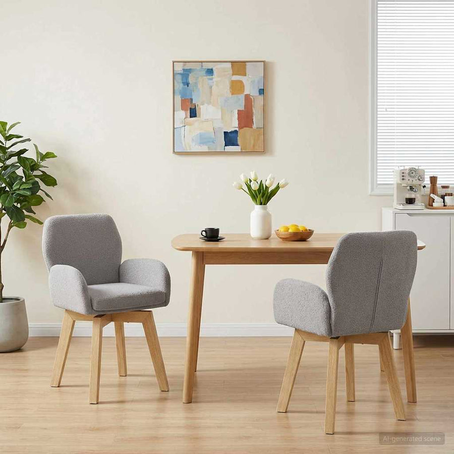 Draai Eetstoelen 2 pcs Bouclé Lichtgrijs 54 x 58 x 87 cm