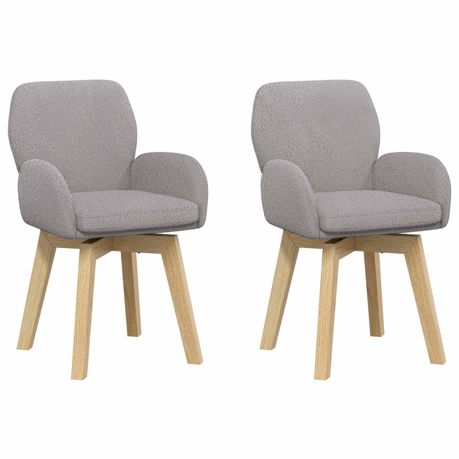 Draai Eetstoelen 2 pcs Bouclé Lichtgrijs 54 x 58 x 87 cm