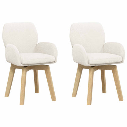 Draai Eetstoelen 2 pcs Bouclé Crèmekleurig 54 x 58 x 87 cm