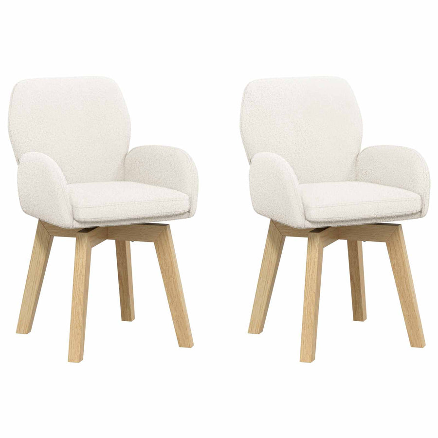 Draai Eetstoelen 2 pcs Bouclé Crèmekleurig 54 x 58 x 87 cm