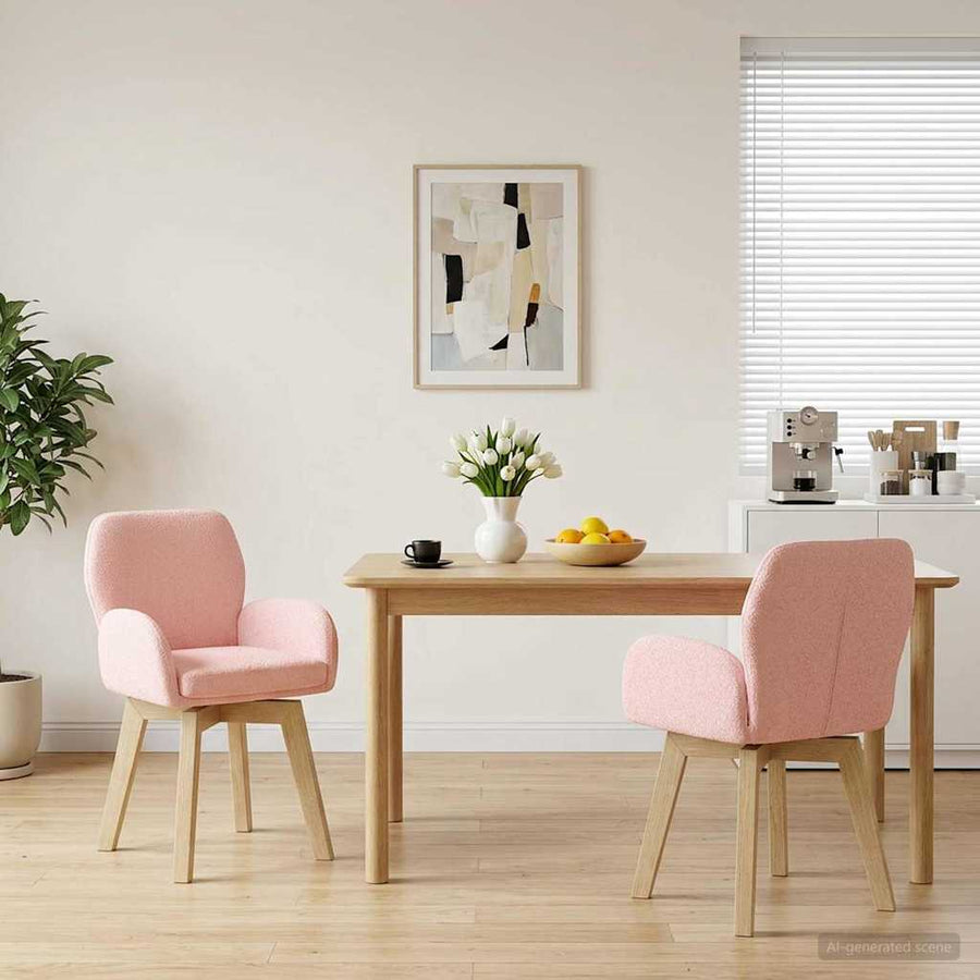 Draai Eetstoelen 2 pcs Bouclé Roze 54 x 58 x 87 cm