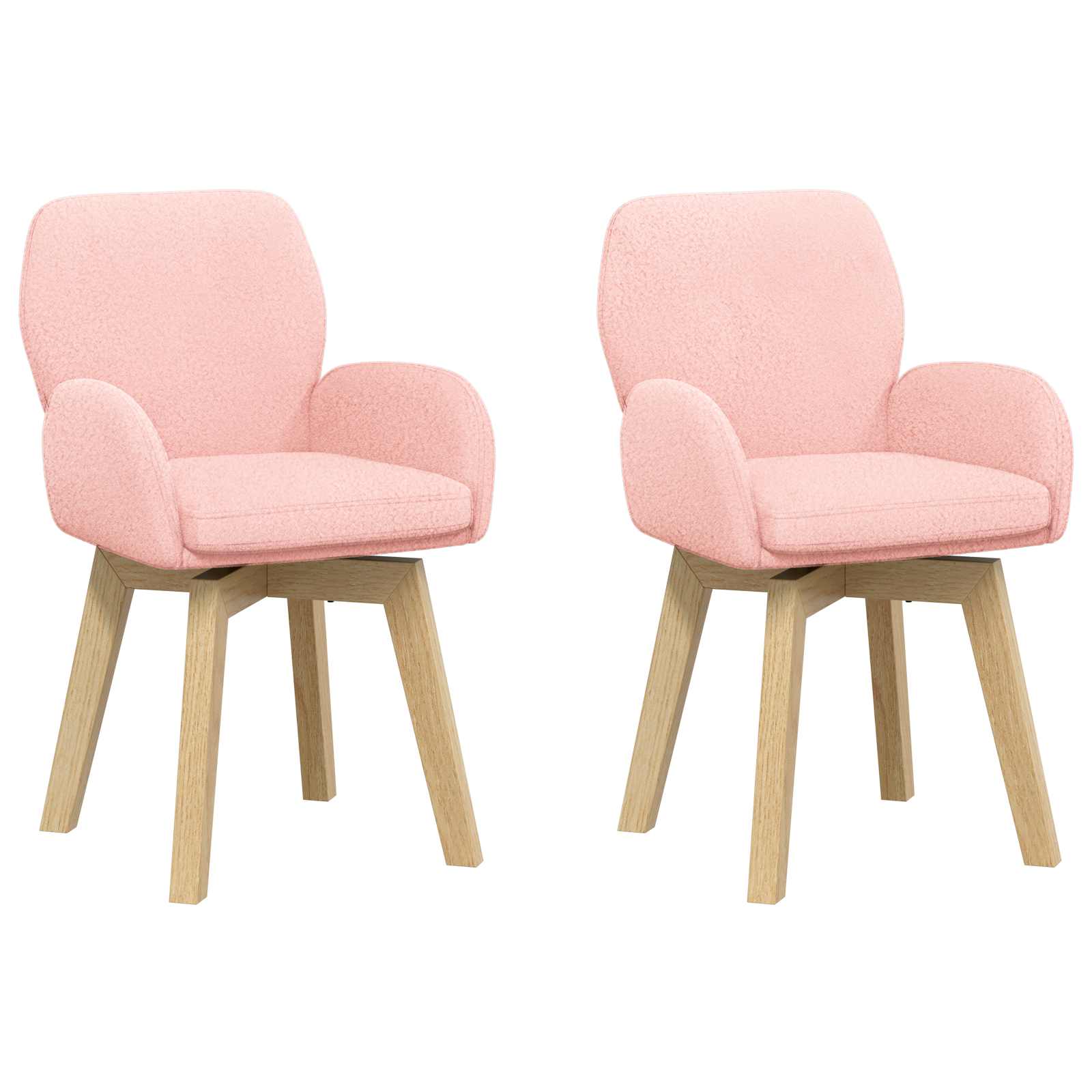 Draai Eetstoelen 2 pcs Bouclé Roze 54 x 58 x 87 cm