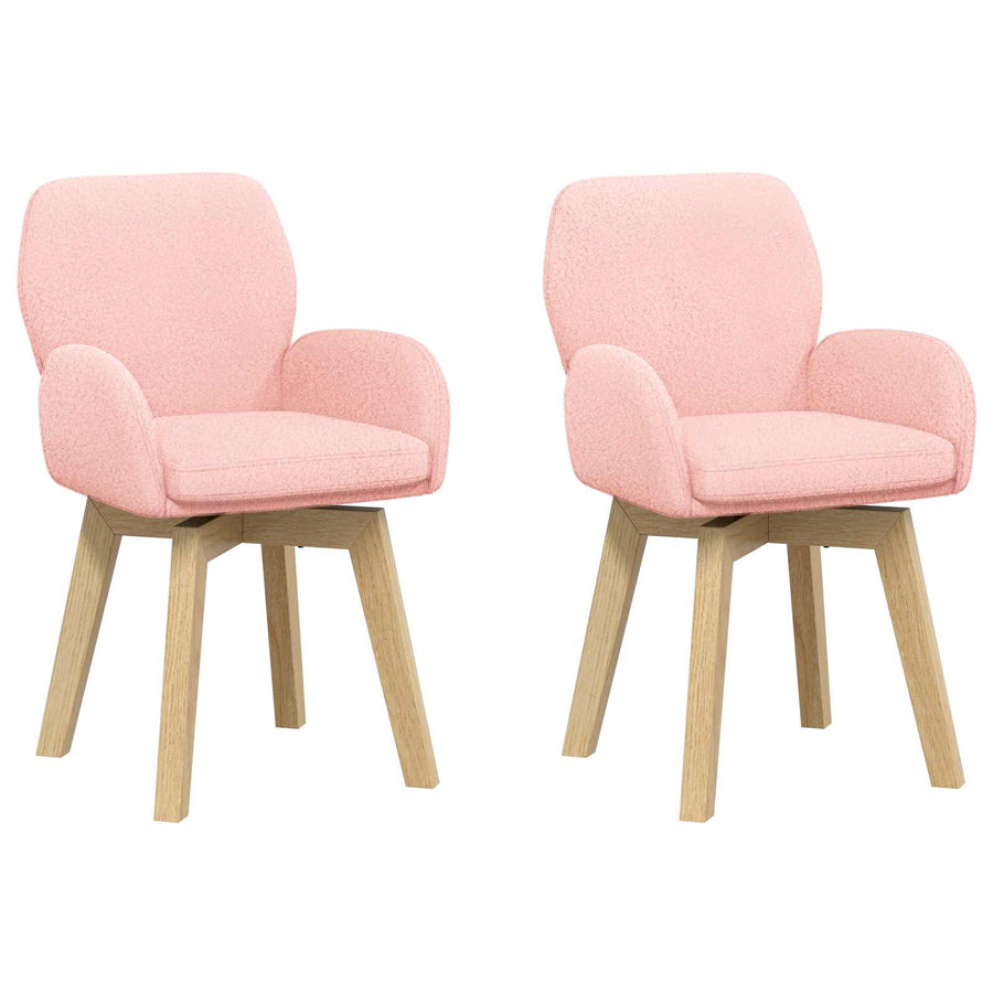 Draai Eetstoelen 2 pcs Bouclé Roze 54 x 58 x 87 cm