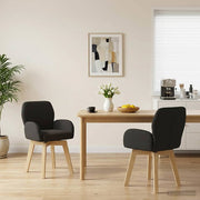 Draaistoelen bouclé zwart 2 stuks 54x58x87 cm