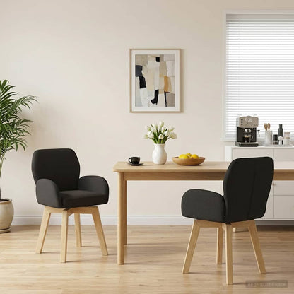 Draai Eetstoelen 2 pcs Bouclé Zwart 54 x 58 x 87 cm