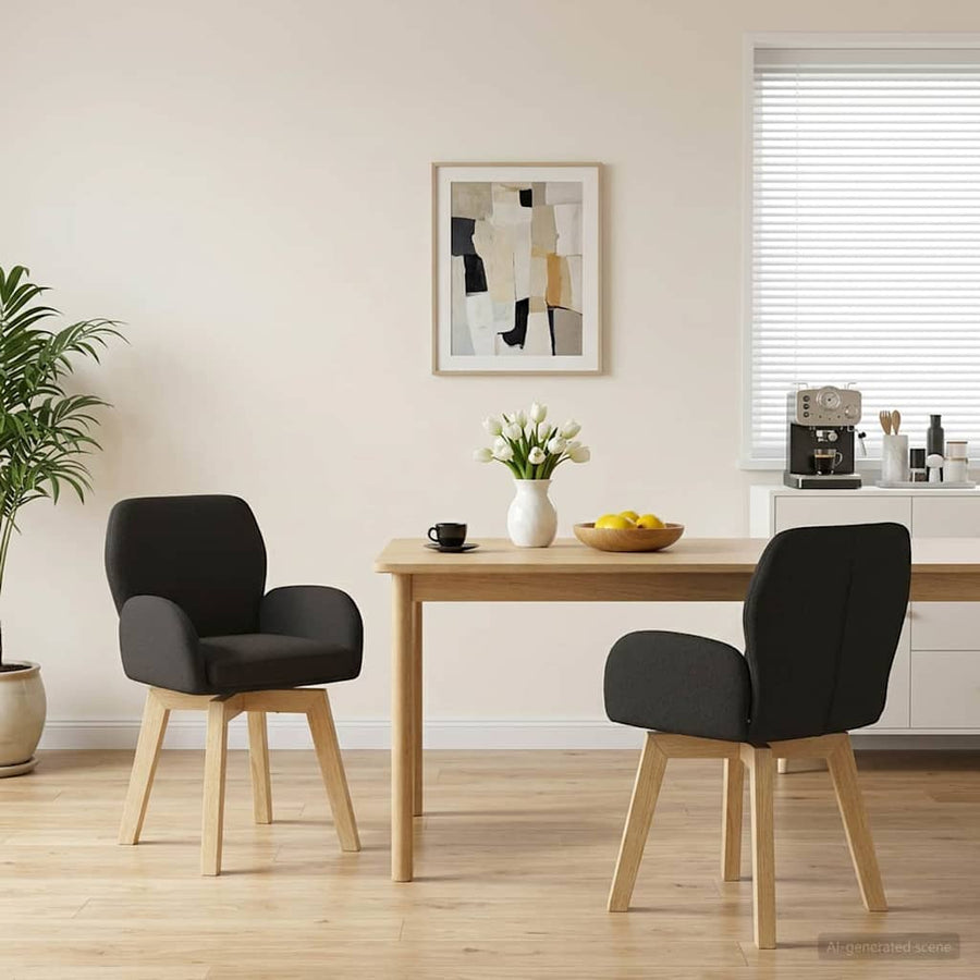 Draai Eetstoelen 2 pcs Bouclé Zwart 54 x 58 x 87 cm