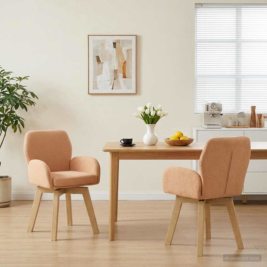 Draai Eetstoelen 2 pcs Bouclé Beige 54 x 58 x 87 cm
