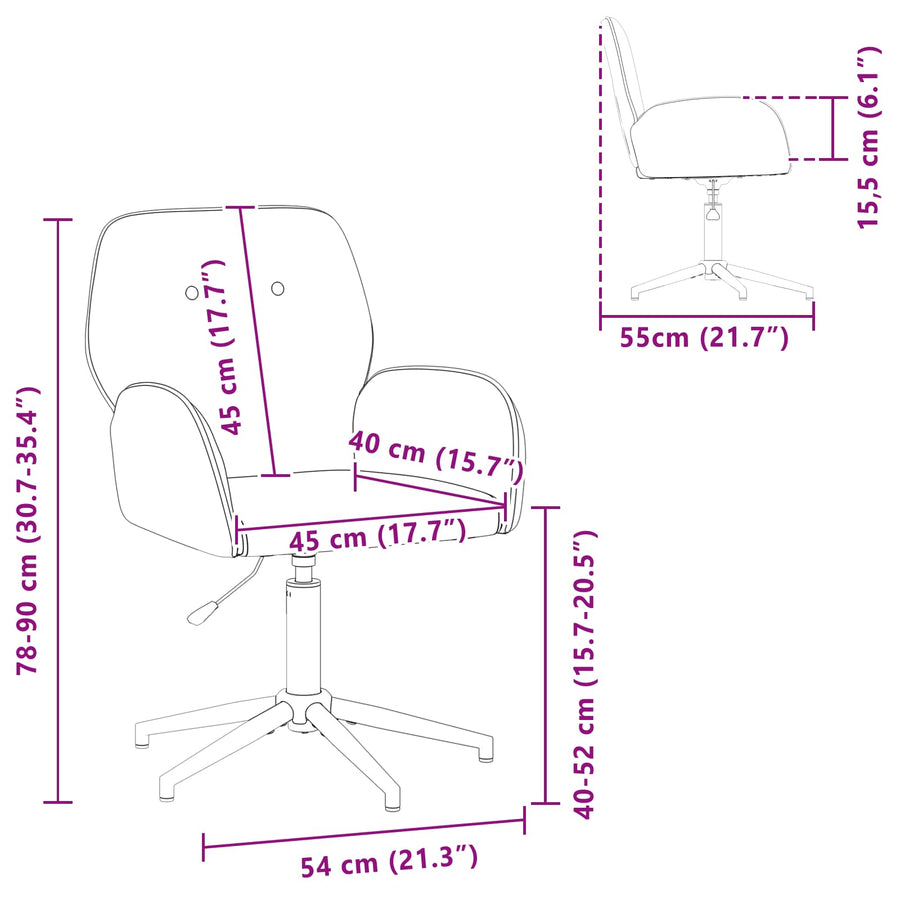 Draaischrijfstoel 54 x 55 x 90 cm Zeegroen fluweel