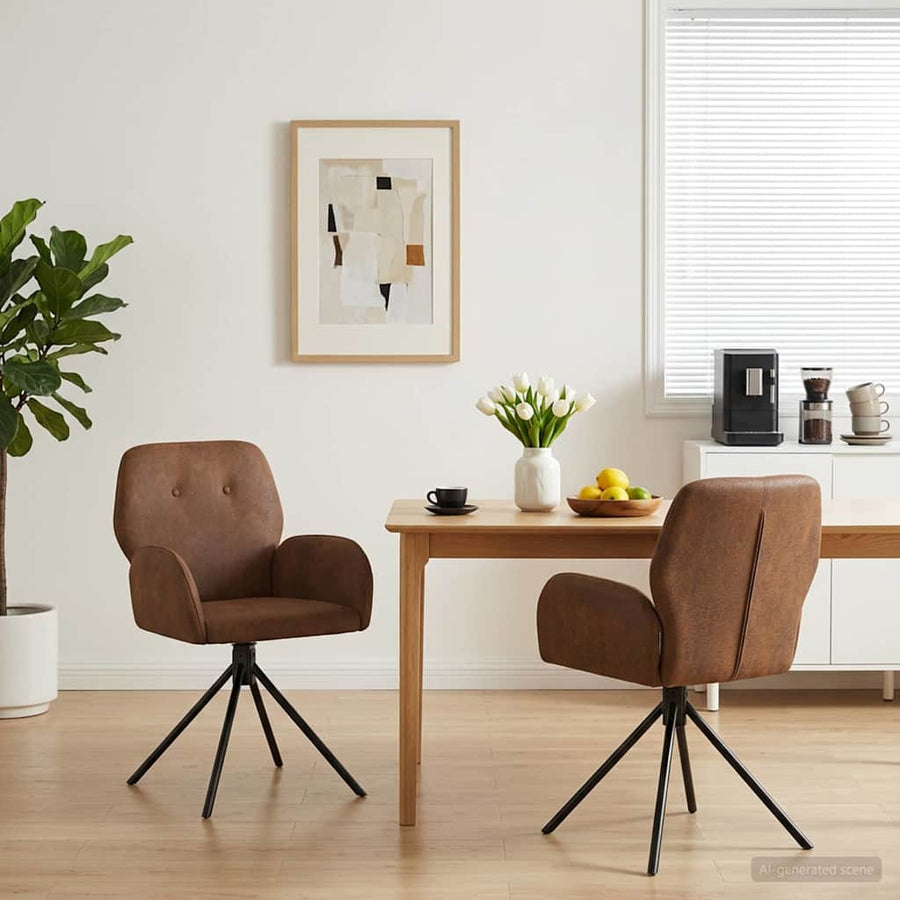 Draai Eetstoelen 2 pcs Nep Suede Leer Bruin 54 x 55 x 86 cm