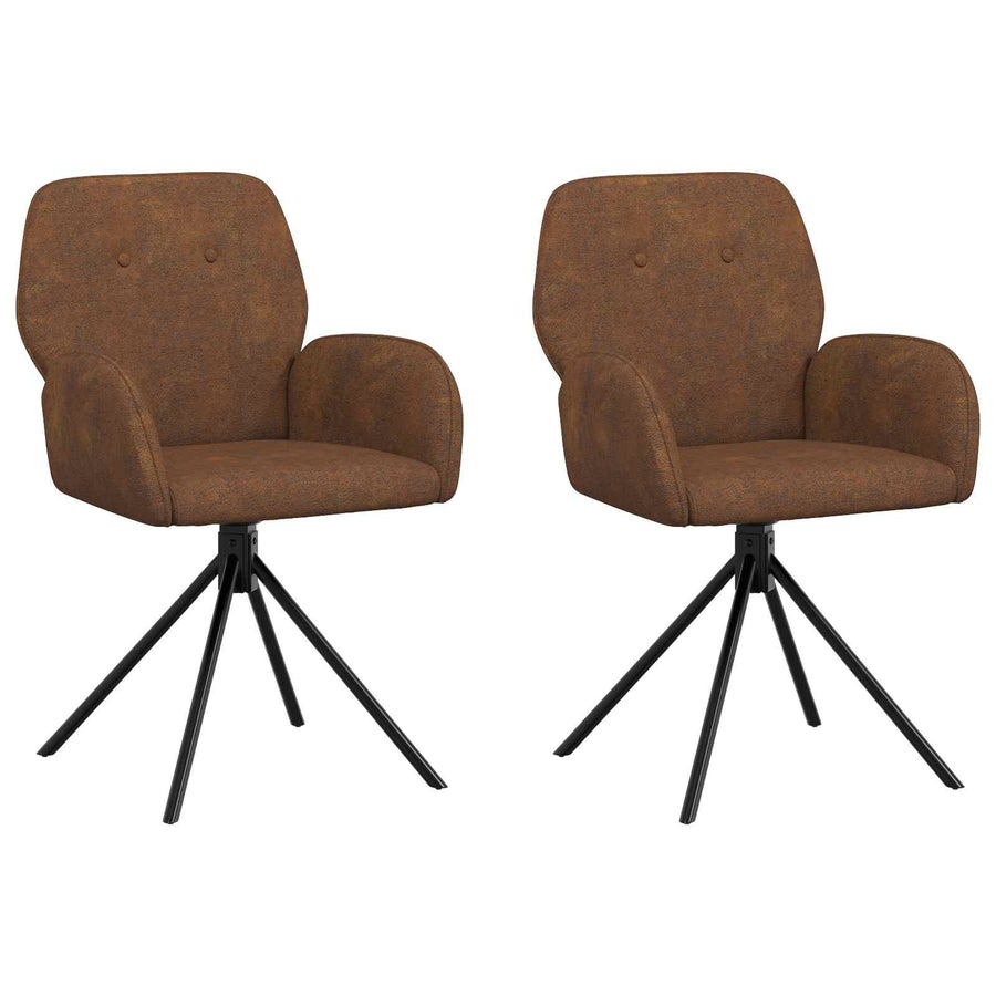 Draai Eetstoelen 2 pcs Nep Suede Leer Bruin 54 x 55 x 86 cm