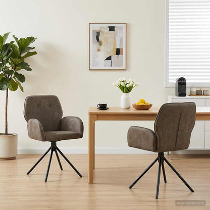 Draai Eetstoelen 2 pcs Nep Suede Leer Donkergrijs