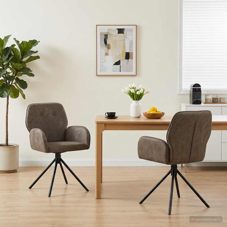 Draai Eetstoelen 2 pcs Nep Suede Leer Donkergrijs