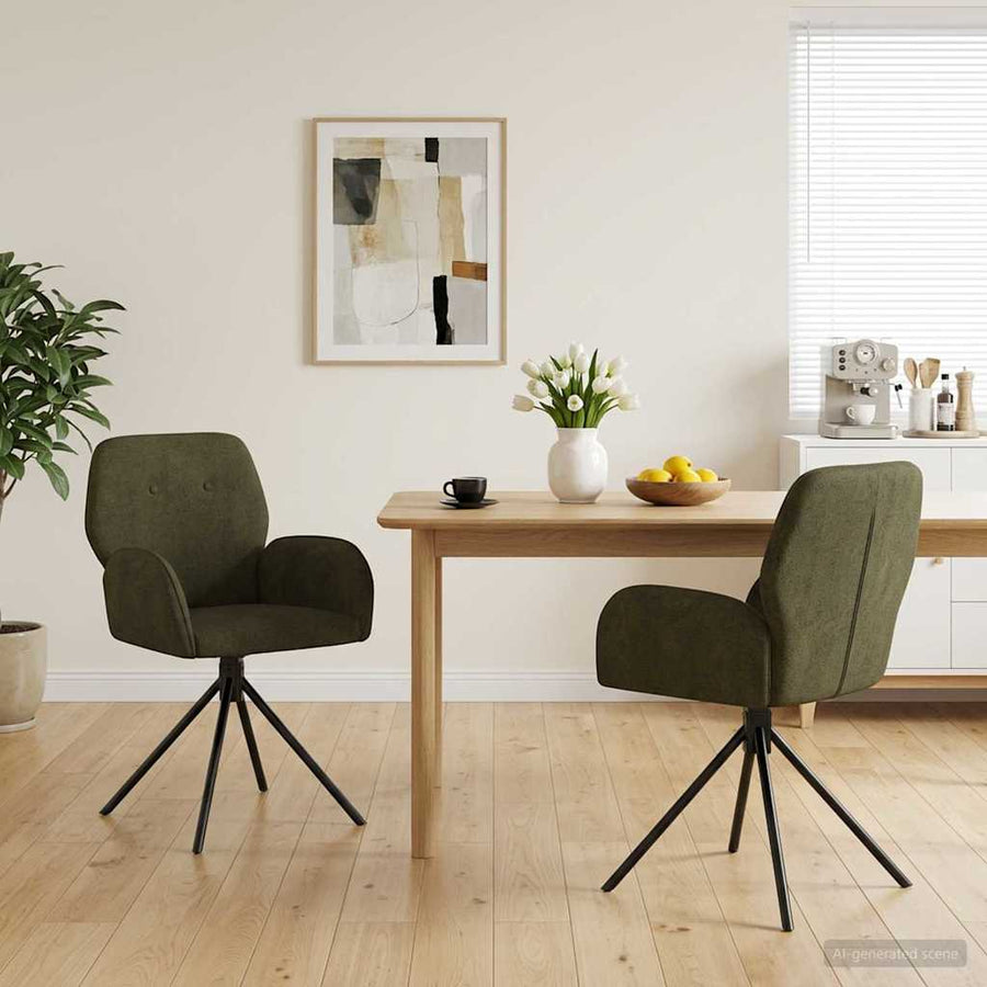 Draai Eetstoelen 2 pcs Nep Suede Leer Legergroen