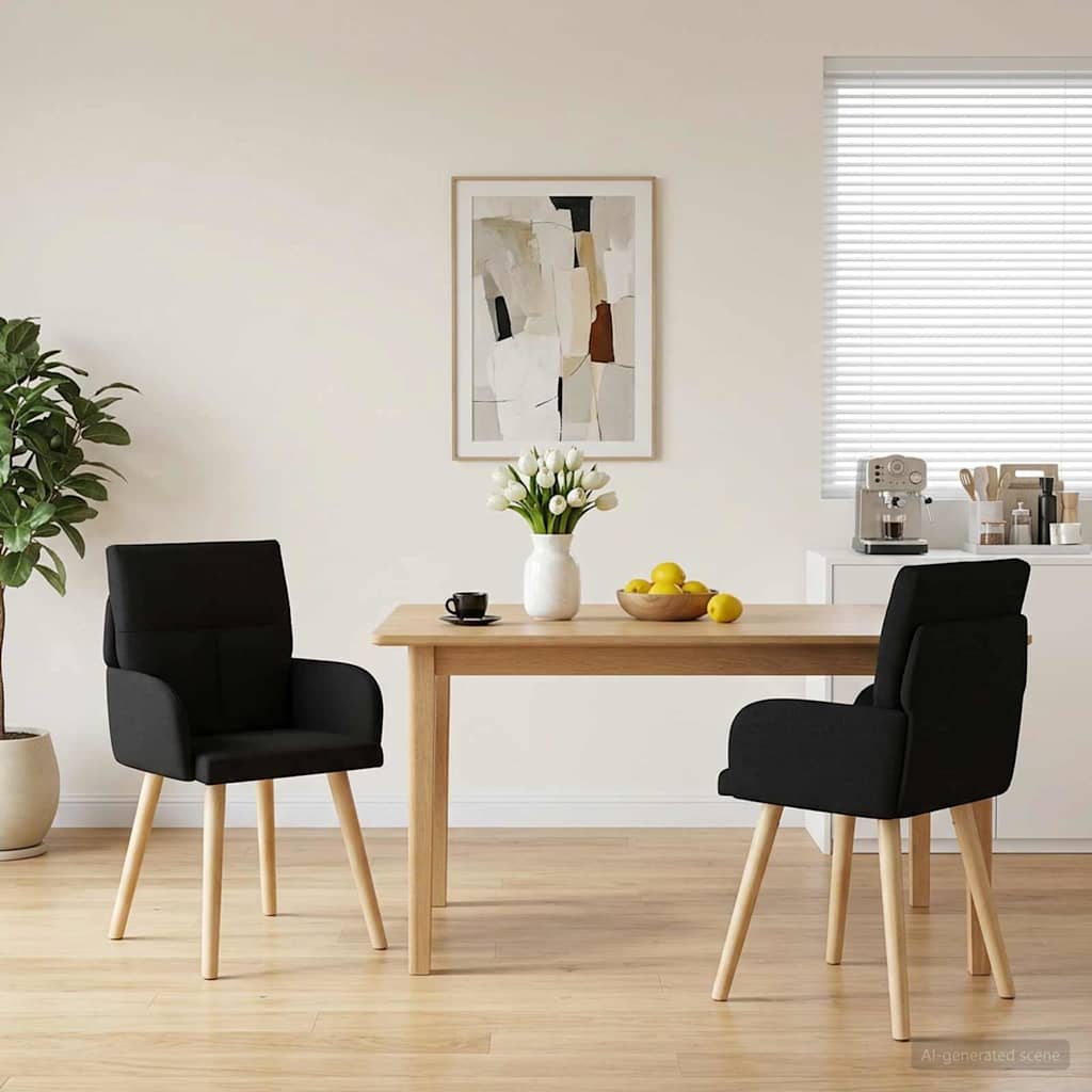 Eettafelstoelen 2 pcs Stof Zwart 60 x 56 x 96 cm