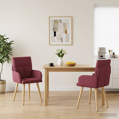 Eettafelstoelen 2 pcs Stof Wijnrood 60 x 56 x 96 cm
