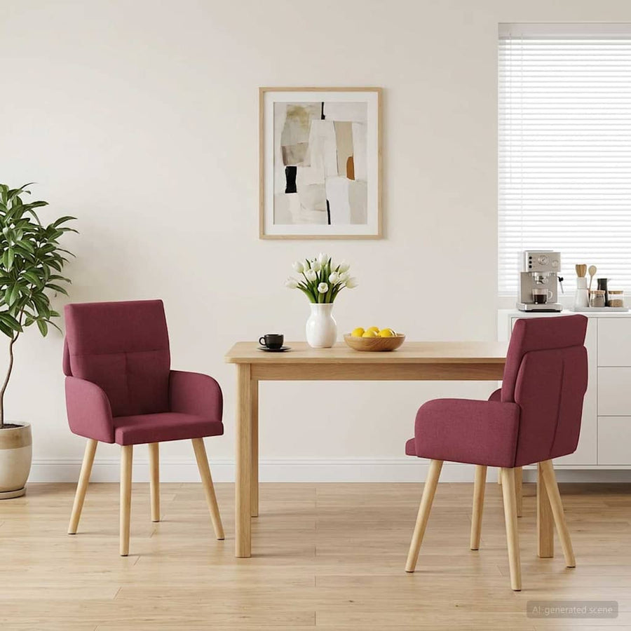 Eettafelstoelen 2 pcs Stof Wijnrood 60 x 56 x 96 cm