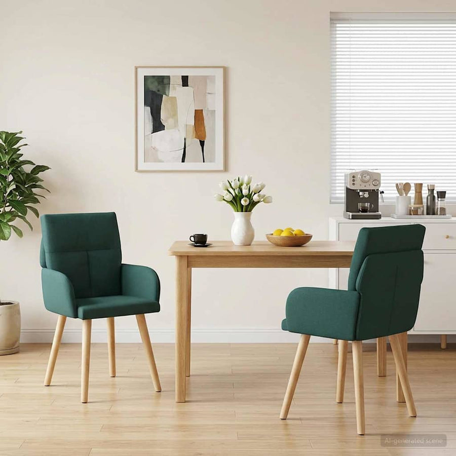 Eettafelstoelen 2 pcs Stof Donkergroen 60 x 56 x 96 cm
