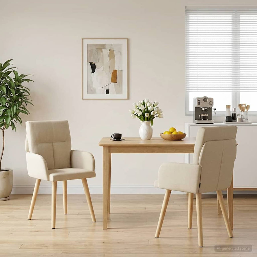 Eettafelstoelen 2 pcs Stof Crèmekleurig 60 x 56 x 96 cm