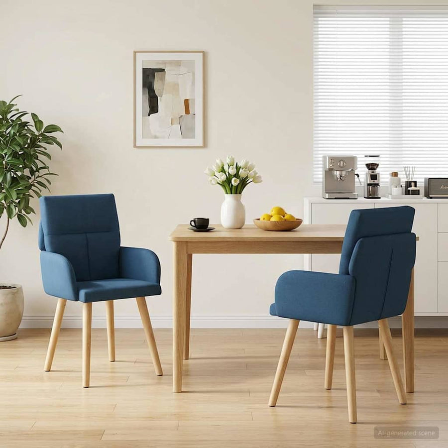 Eettafelstoelen 2 pcs Stof Blauw 60 x 56 x 96 cm