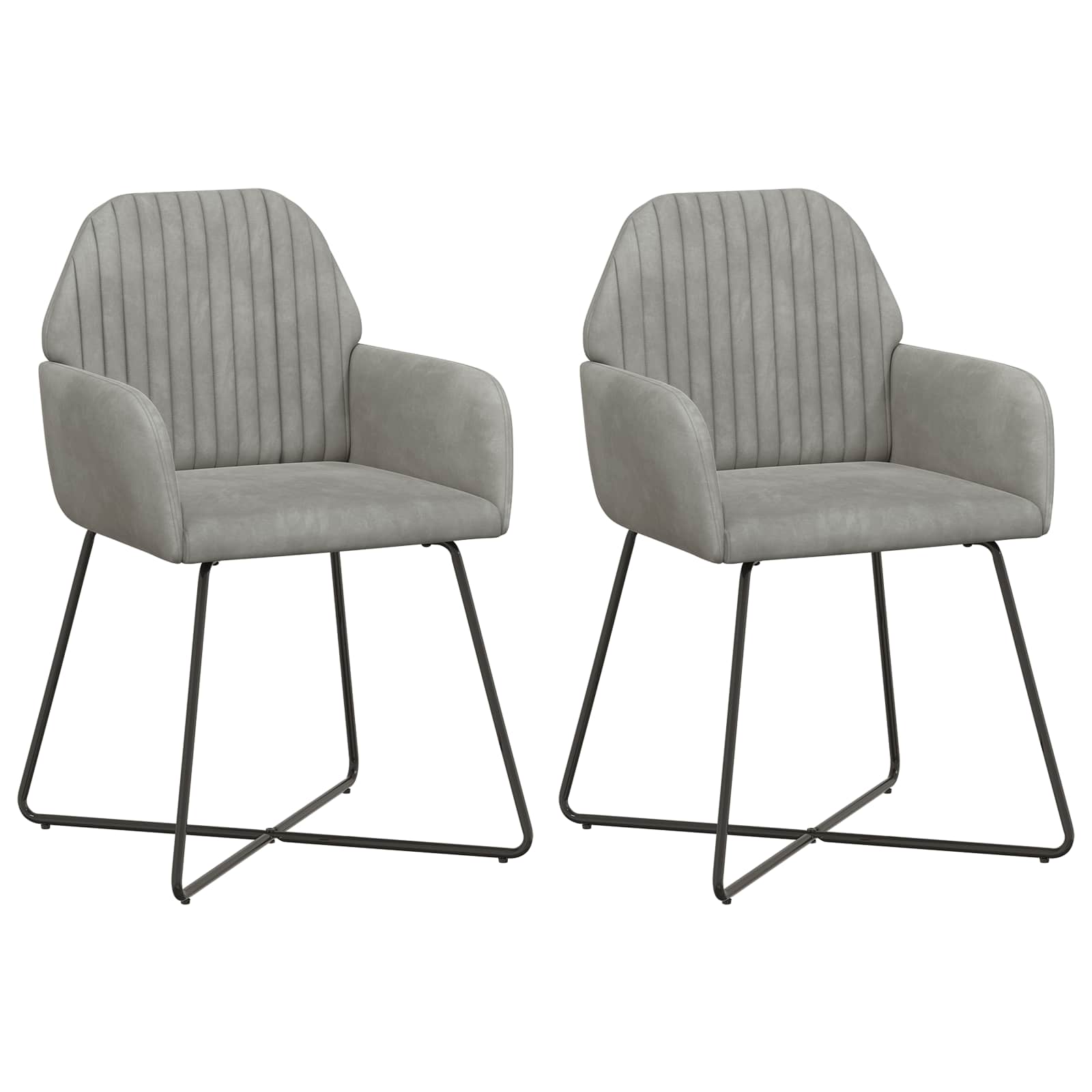 Eettafelstoelen 2 pcs fluweel Lichtgrijs 55 x 50 x 84 cm