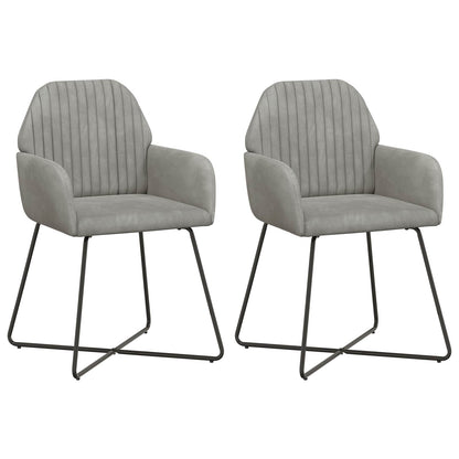 Eettafelstoelen 2 pcs fluweel Lichtgrijs 55 x 50 x 84 cm
