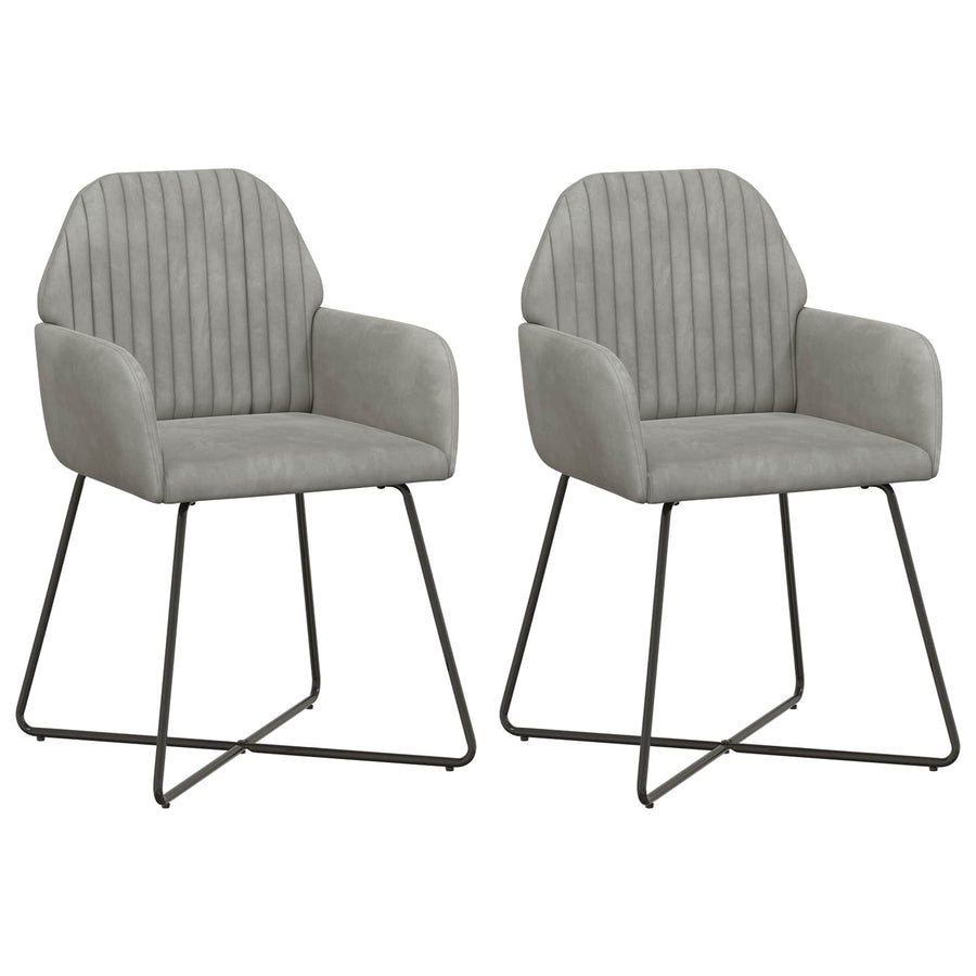 Eettafelstoelen 2 pcs fluweel Lichtgrijs 55 x 50 x 84 cm